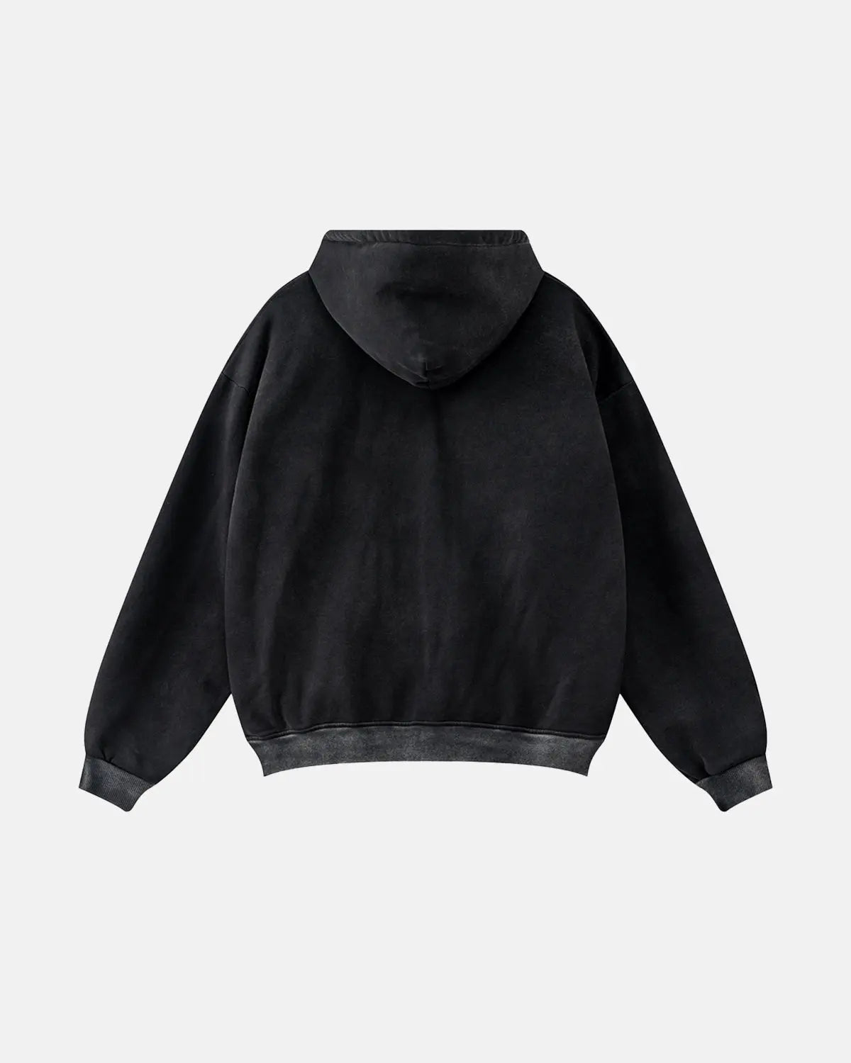 Black striped zip-up hoodie with hood and front pockets