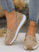 Women's square-toe loafers with gold-tone chain detail