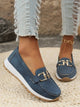 Women's square-toe loafers with gold-tone chain detail