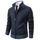 Men's geometric patterned zip cardigan sweater with mock collar