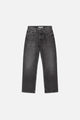 Women's black straight-leg 5-pocket jeans, mid-rise
