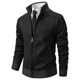 Men's geometric patterned zip cardigan sweater with mock collar