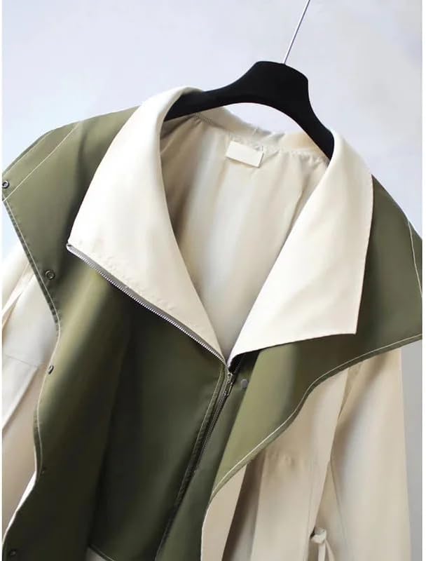 Women's lightweight windbreaker jacket with oversized colour-block collar and button front