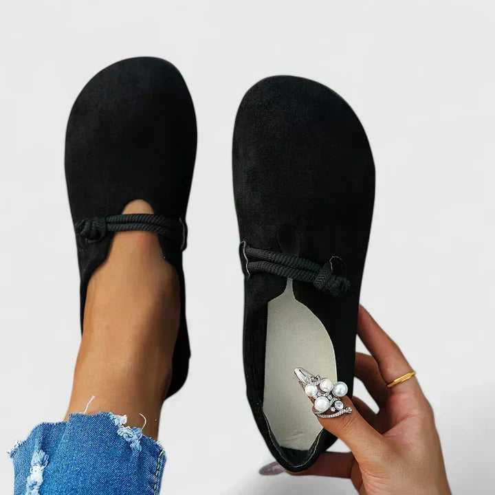 Women's round-toe flat shoes with rope strap detail