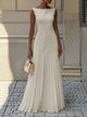 Women's Sleeveless Boat Neck Drop Waist Pleated Maxi Dress
