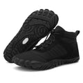 Barefoot winter ankle shoes with laces and rugged tread sole