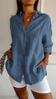 Women's Oversized Button-Down Shirt With Side Pockets