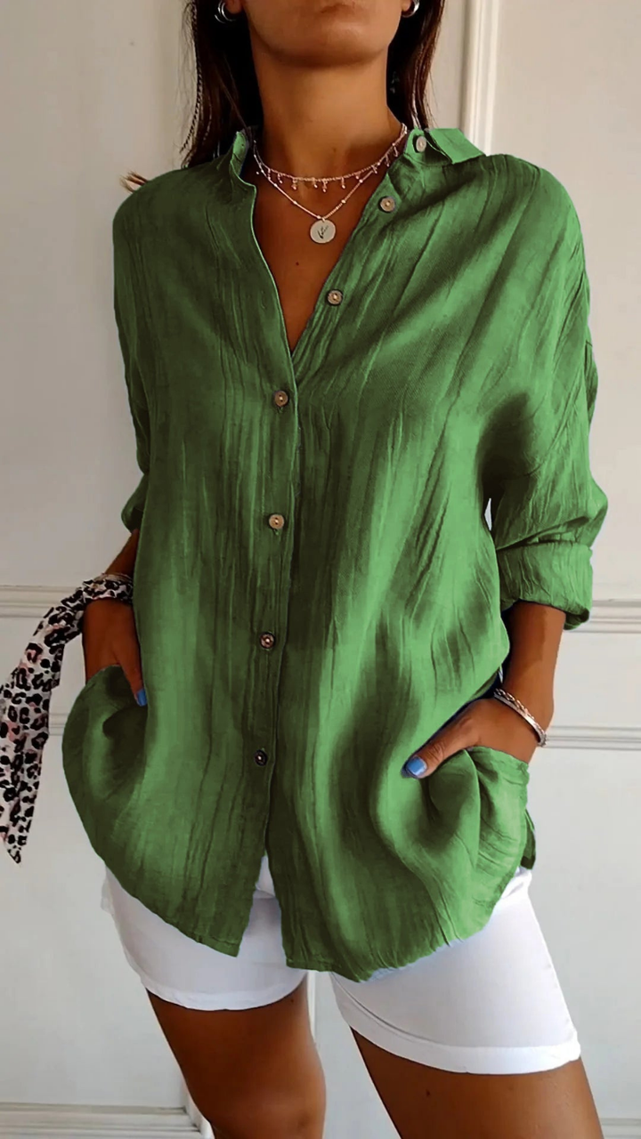 Women's Oversized Button-Down Shirt With Side Pockets