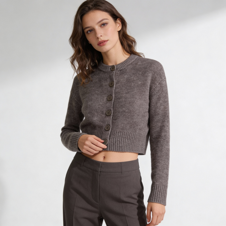 Anisa | Knit Cropped Cardigan with Button Front