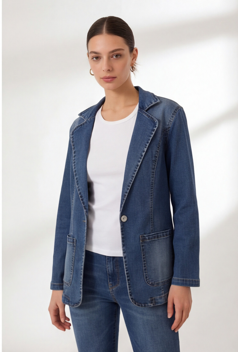 Ashley | Denim Blazer with Tailored Detail
