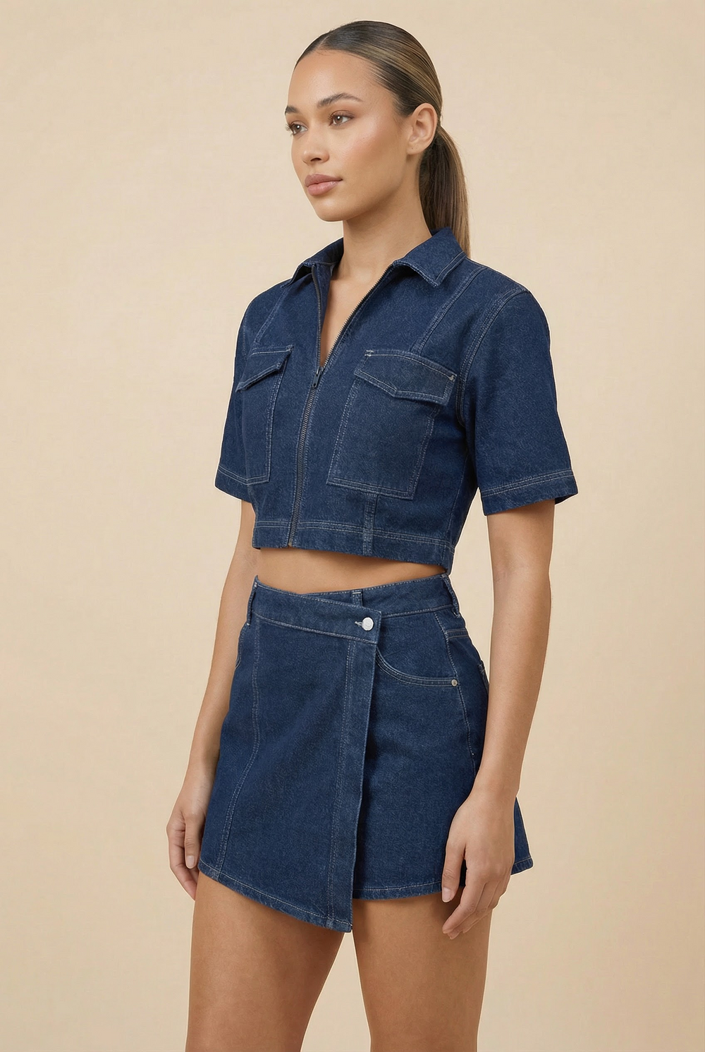 Asia | Denim Top with Tailored Detail
