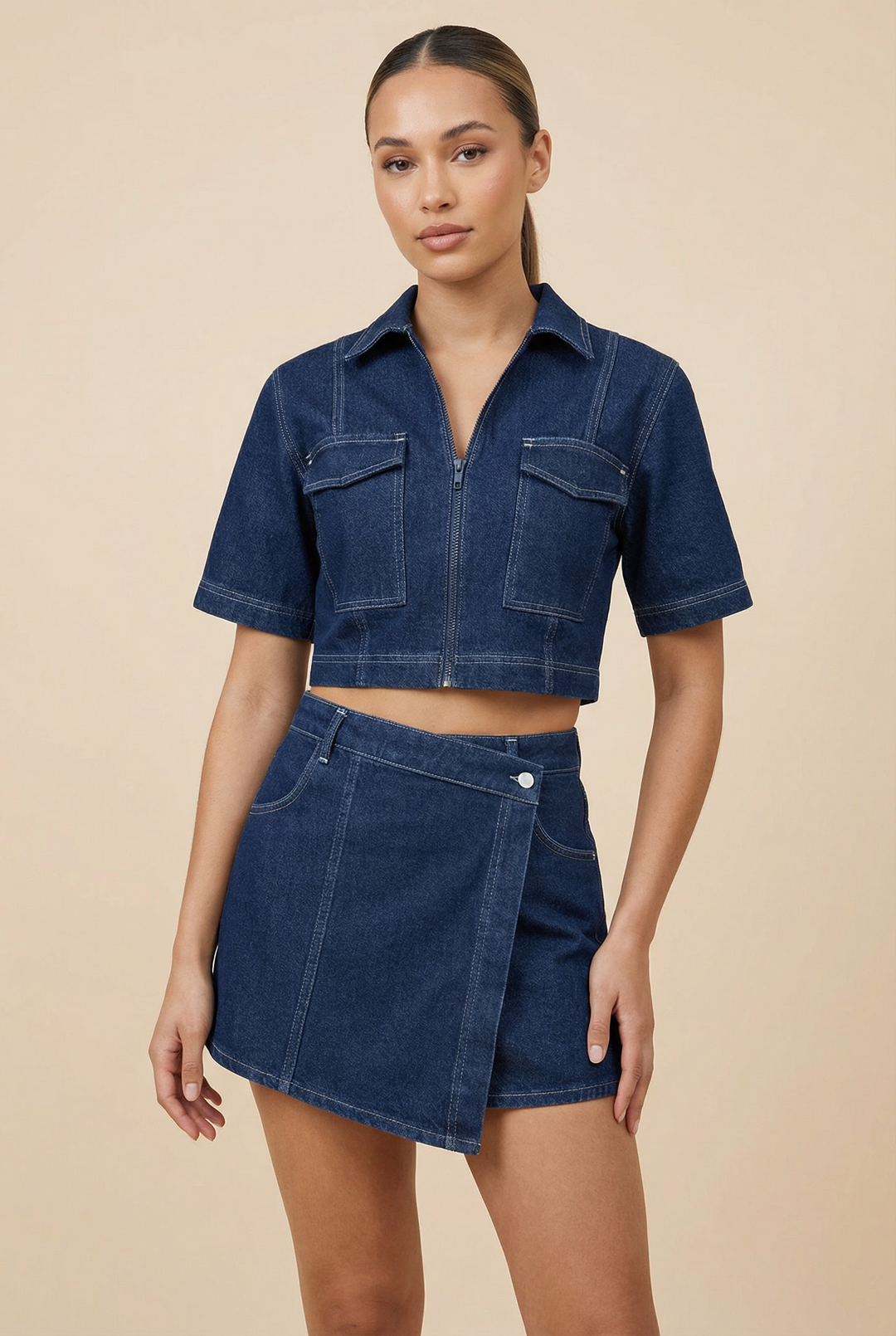 Asia | Denim Top with Tailored Detail