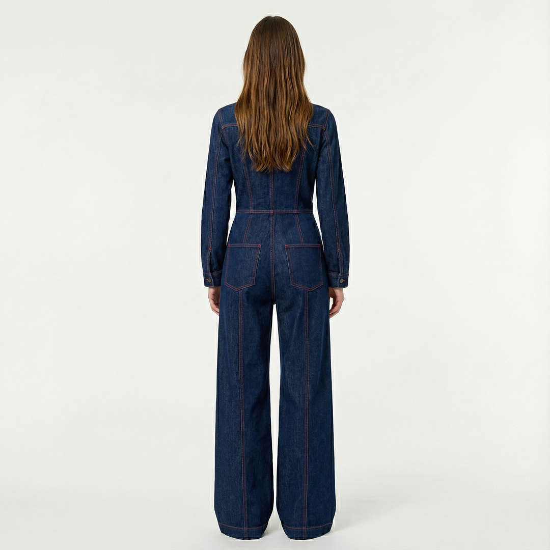Athena | Denim Jumpsuit with Zip Front