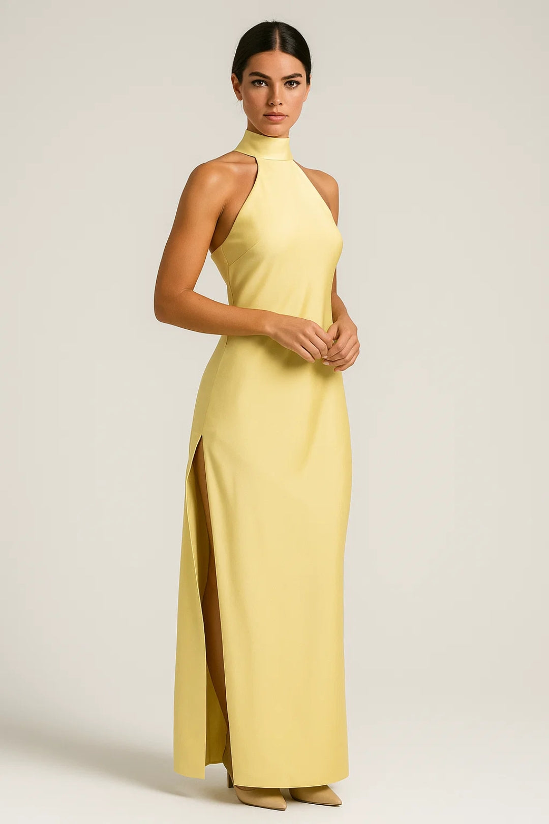 Celeste | Halter Dress with Refined Detail