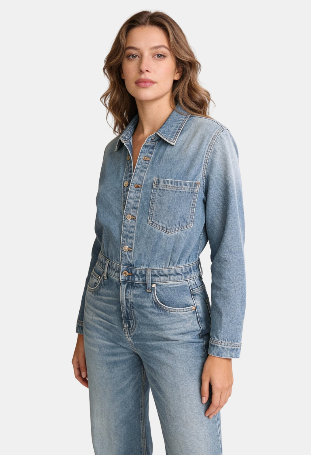 Emmeline | Denim Jumpsuit with Signature Detail