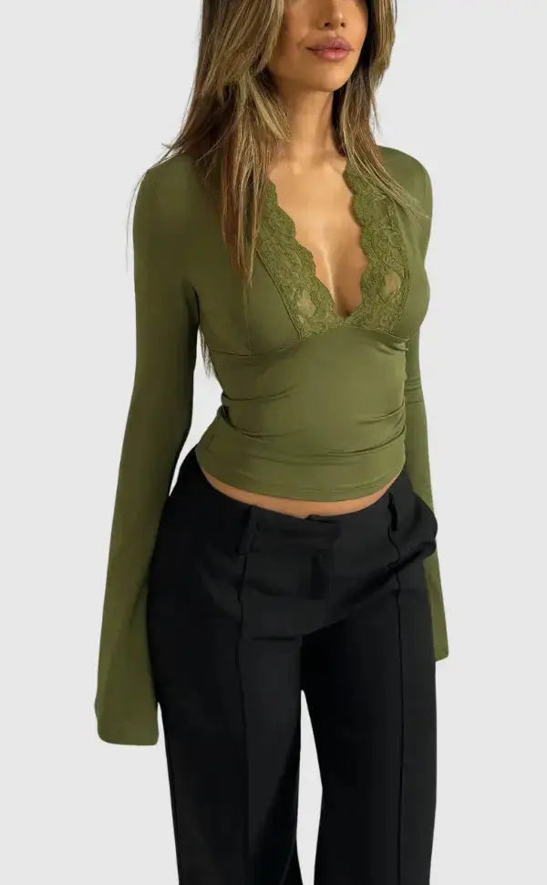 Evelina | Lace Blouse with Tailored Detail