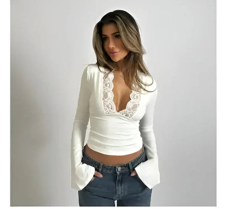 Evelina | Lace Blouse with Tailored Detail