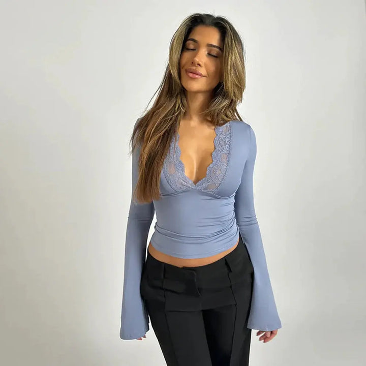 Evelina | Lace Blouse with Tailored Detail