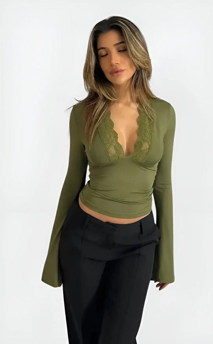 Evelina | Lace Blouse with Tailored Detail