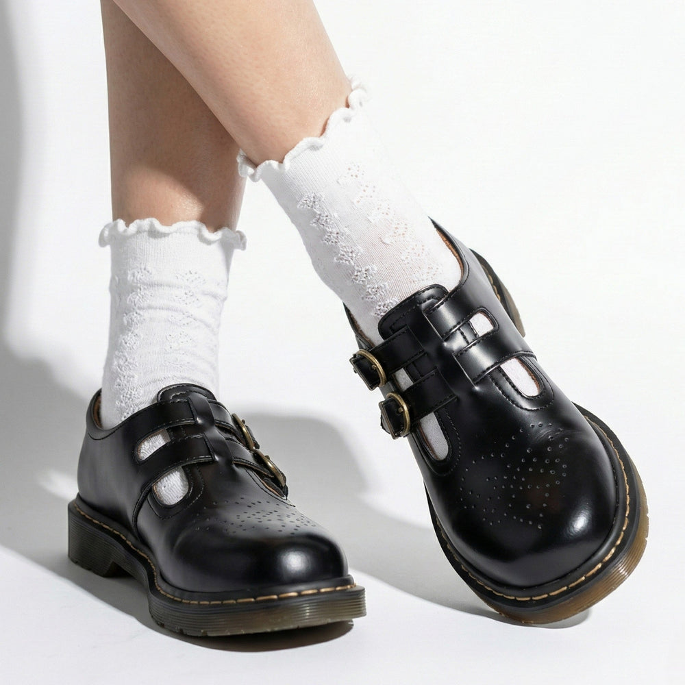 Ewelina | Mary Jane Flats with Buckle Detail