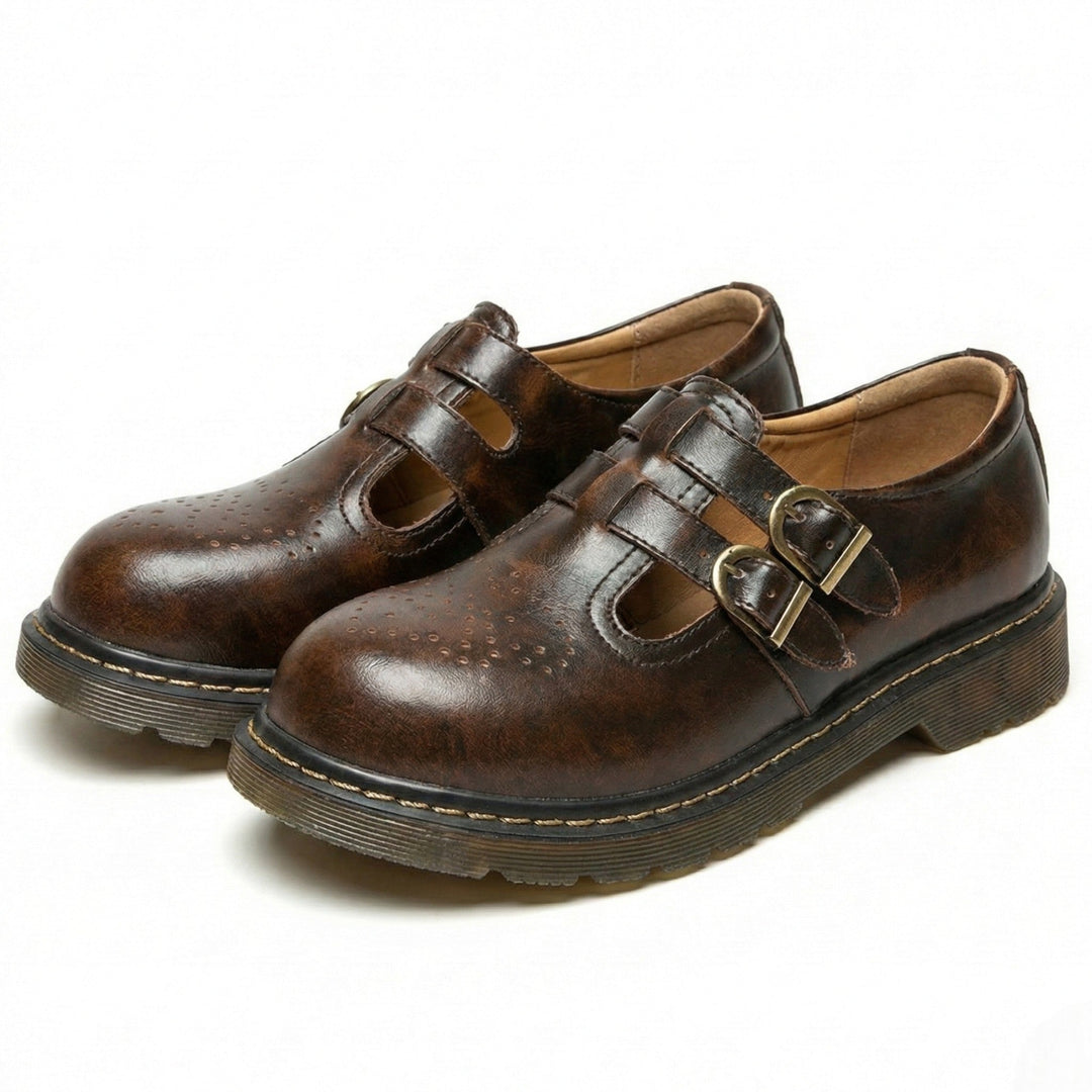 Ewelina | Mary Jane Flats with Buckle Detail
