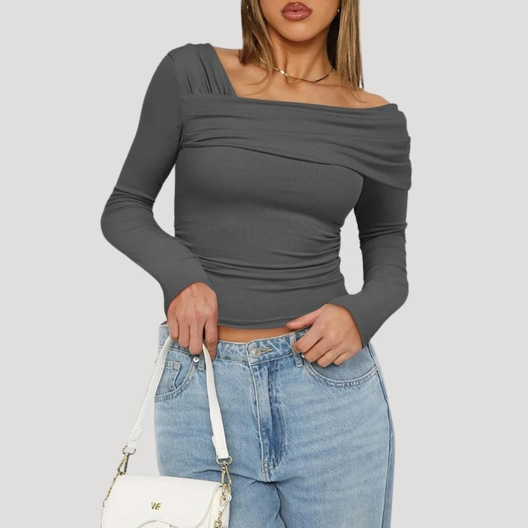 Francesca | Off-Shoulder Bardot Blouse with Draped Neckline