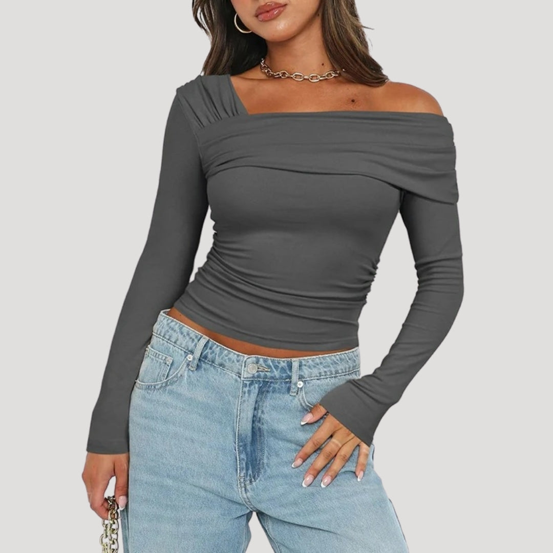 Francesca | Off-Shoulder Bardot Blouse with Draped Neckline