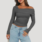 Francesca | Off-Shoulder Bardot Blouse with Draped Neckline