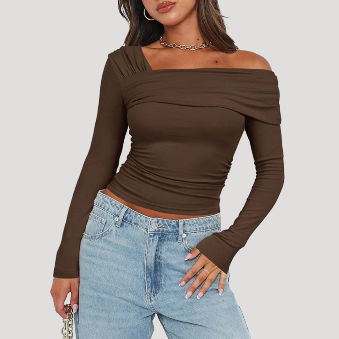 Francesca | Off-Shoulder Bardot Blouse with Draped Neckline