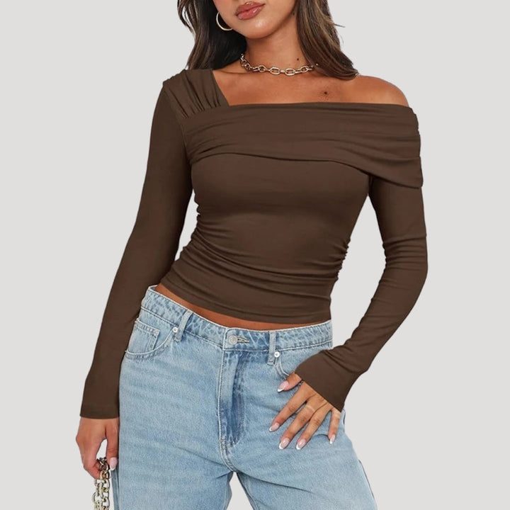 Francesca | Off-Shoulder Bardot Blouse with Draped Neckline