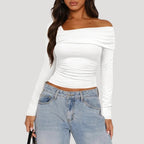 Francesca | Off-Shoulder Bardot Blouse with Draped Neckline