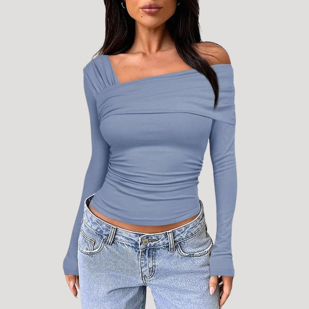 Francesca | Off-Shoulder Bardot Blouse with Draped Neckline