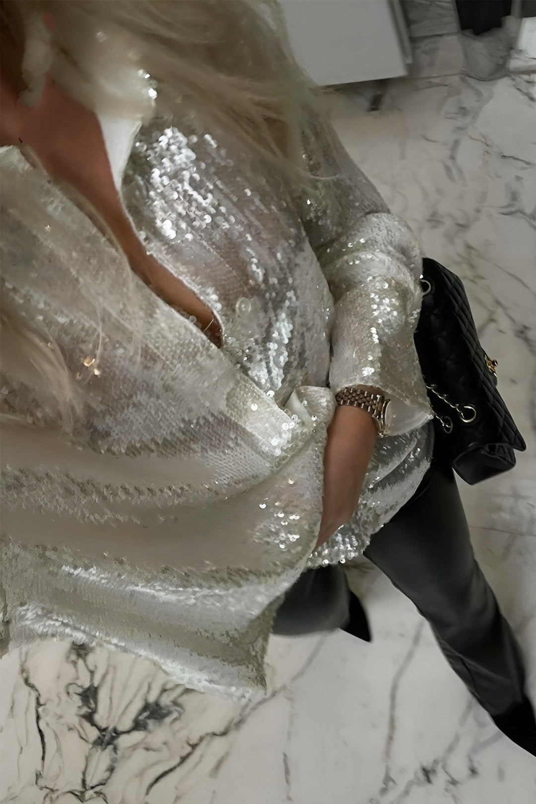 Hanna | Sequin Oversized Dress with Front Closure