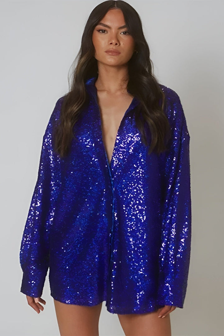 Hanna | Sequin Oversized Dress with Front Closure