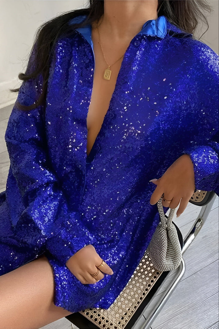 Hanna | Sequin Oversized Dress with Front Closure