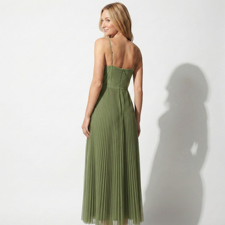 Hope | Pleated Midi Dress with Spaghetti Straps