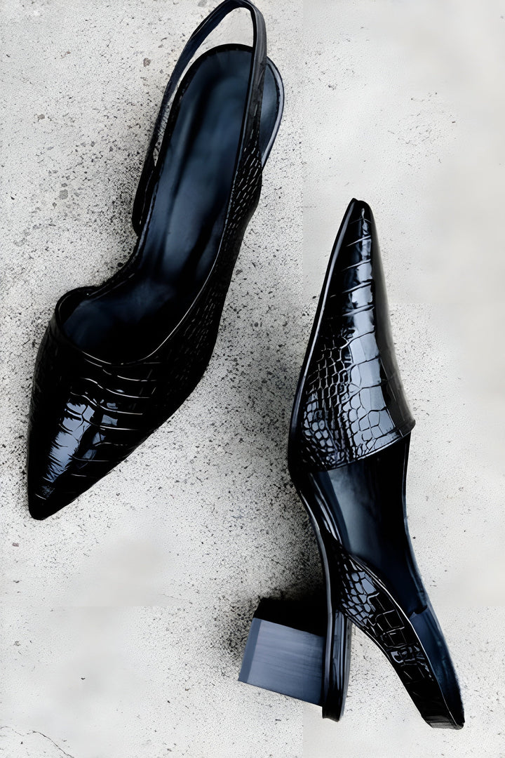 Ilona | Pointed-Toe Slingback Block-Heel Heels