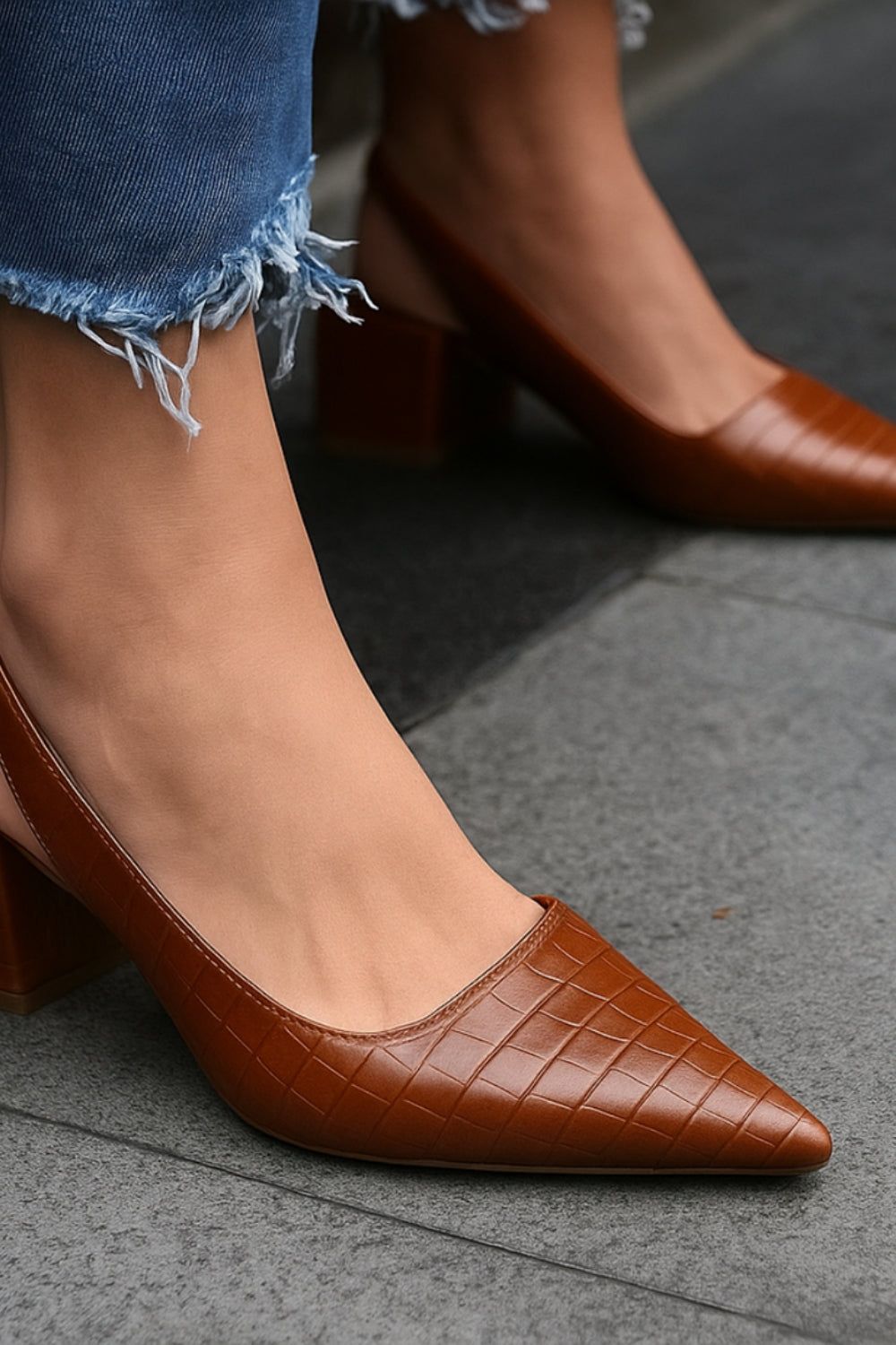 Ilona | Pointed-Toe Slingback Block-Heel Heels