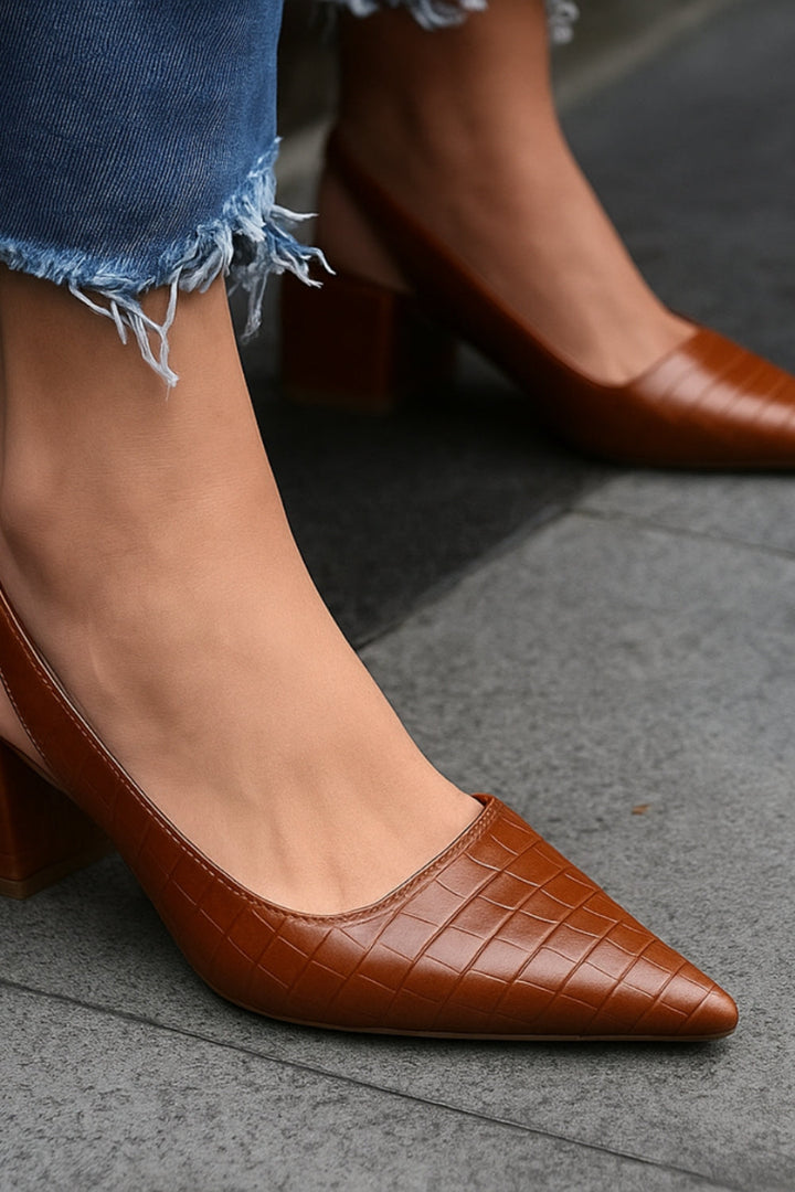 Ilona | Pointed-Toe Slingback Block-Heel Heels