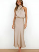 Janelle | Satin Halter Midi Dress