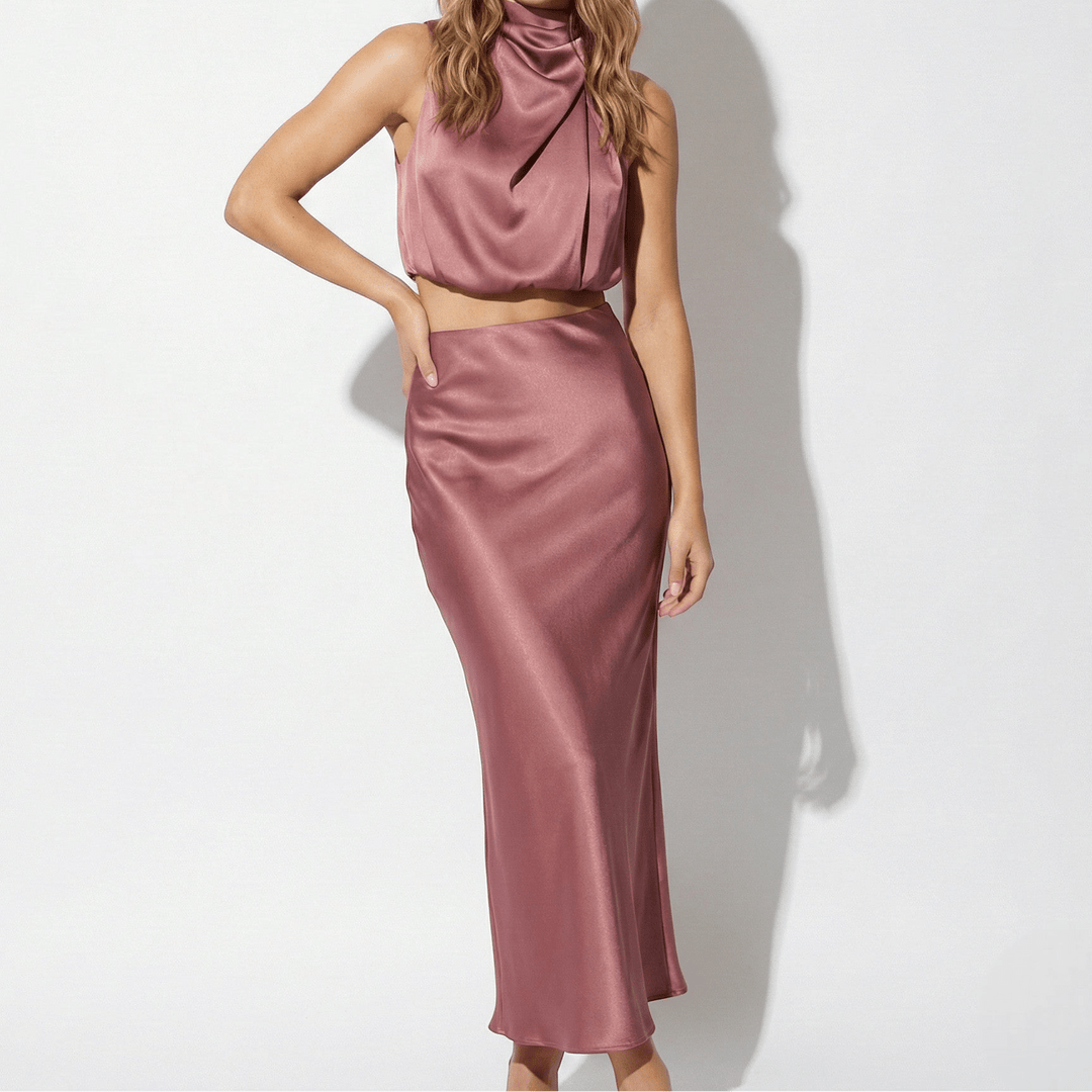 Jasmine | Satin Skirt with Signature Detail