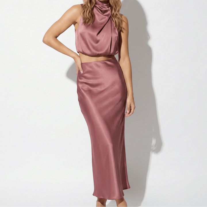 Jasmine | Satin Skirt with Signature Detail