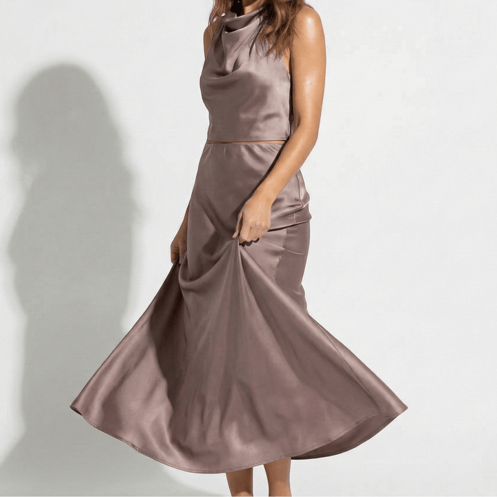 Jasmine | Satin Skirt with Signature Detail