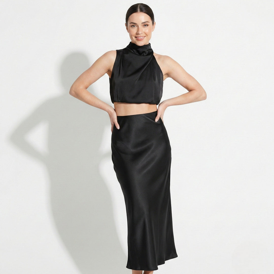 Jasmine | Satin Skirt with Signature Detail