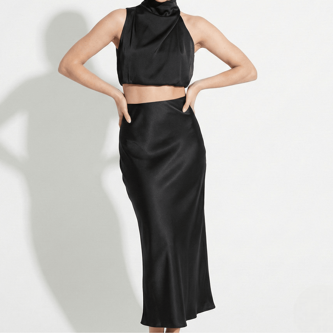 Jasmine | Satin Skirt with Signature Detail