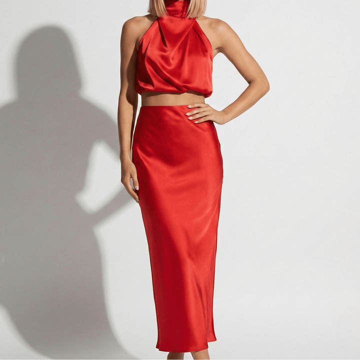 Jasmine | Satin Skirt with Signature Detail