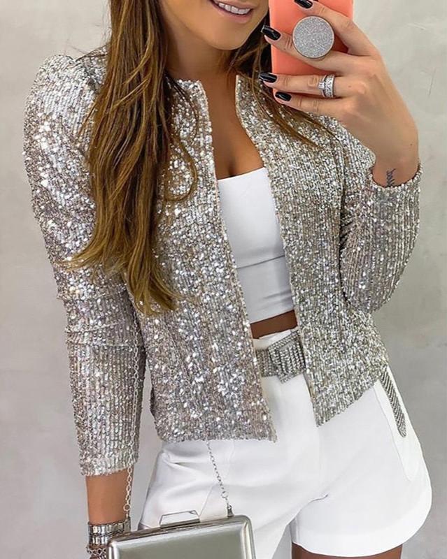 Joanna | Sequin Jacket with Classic Collar