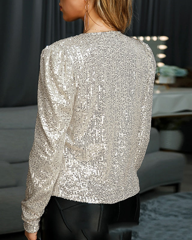 Joanna | Sequin Jacket with Classic Collar