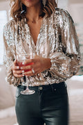 Juliana | Sequin V-Neck Wrap Blouse