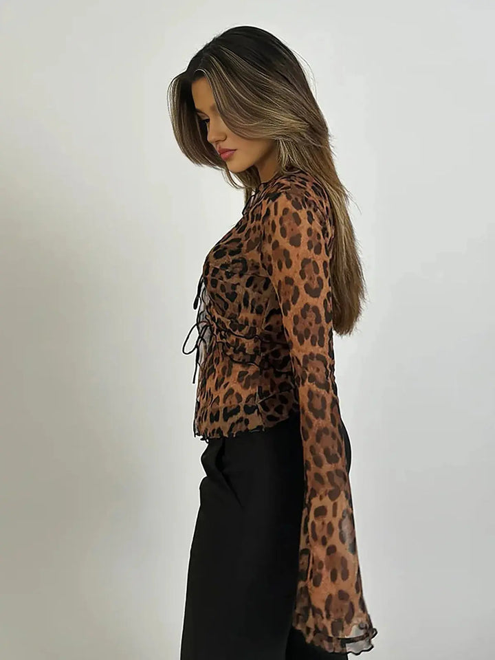Julieta | Leopard-Print Blouse with Ruffle Detail
